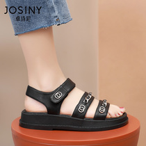 Jo Poetry 2022 Summer New Sandals Women Flat Bottom Shoes Magic Sticker Sweet Beauty 100 Hitch College Terrace Korean version of womens shoes