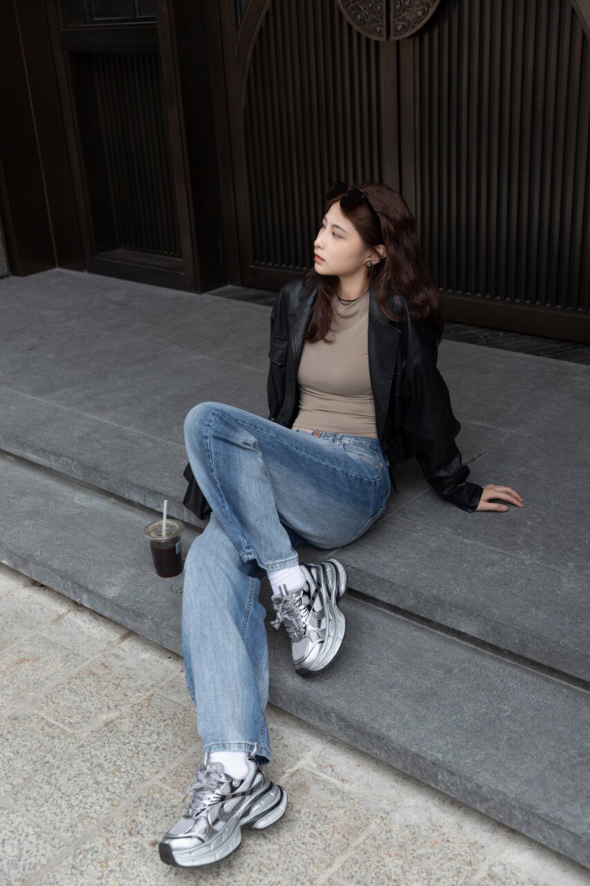 迪丽热巴同款骆驼银月老爹鞋 银色厚底设计拉长比例 增高显瘦不累脚