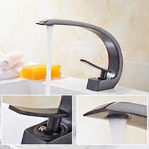 Retro black faucet full copper bathroom Nordic American single-hole brass household wash basin hot and cold