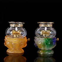 Home glass liquid ghee lamp for the Buddha lamp windproof dimming Buddha front for light 8 auspicious oil lamp for the Buddha Changming lamp