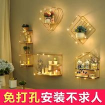 Nordic ins Restaurant Wall wall Decorative Pendant Milk Tea Shop Wall Iron Art Shelf Wall-mounted Creative Wall Accessories