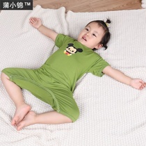 Baby one-piece summer thin childrens Modal pajamas Baby clothes men and women childrens short-sleeved home air conditioning clothes