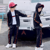 Childrens clothing Boys  sports spring suit 2021 new middle and large childrens childrens childrens foreign style autumn three-piece set of tide clothes