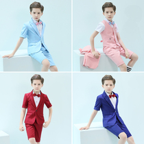 Childrens small suit suit suit male handsome boy summer baby suit catwalk show British flower girl dress piano costume