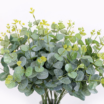 Simulation money leaf wedding flower wall Road introduction decoration fake leaf eucalyptus green plant fake water flower bouquet diy flower arrangement