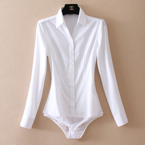 Ladies high-end professional OL white one-piece shirt women's 2022 spring and autumn new velvet long sleeve shirt base shirt