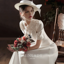 Famous) Turin fowl French satin light wedding palace style 2021 New toast bride retro dress