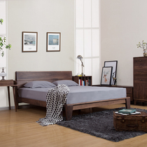 The Nordic wood simple modern 1 5 m 1 8 meters walnut economy oak bed master bedroom with a double bed
