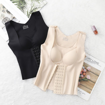 Korean version 2021 new sashimi slim beauty back collection belly front button slats bottom vest plastic body blouses woman big code meme