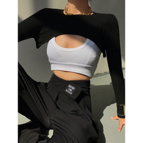 ACUP loose elastic knitted pullover bottoming shirt Womens 2021 early spring new pothole Joker wear small waver shoulder