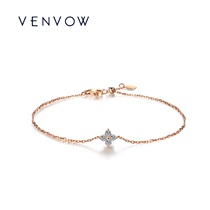 VENVOW 18K ROSE GOLD bracelet FEMALE COLOR GOLD four-leaf clover BRACELET JEWELRY BIRTHDAY GIFT to GIRLFRIEND
