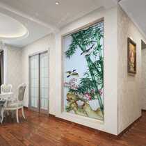 Art glass porch background wall carving carved frosted custom craft bamboo newspaper safe light transparent partition screen