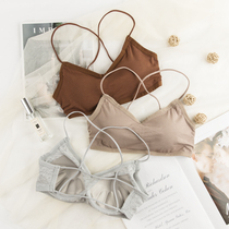 Japanese pure cotton net red cross beauty back sling sexy cups gathered wrap chest anti-glare underwear bottoming tube top female