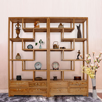 Modern Chinese style ancient shelf solid wood partition cabinet simple multi-treasure bookshelf antique tea display rack