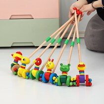 Children push play toys children push music wooden single pole toddler trolley toys 1 year old baby 2-