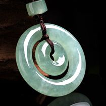 Natural Burmese Jade mother safe buckle pendant ice glutinous jade ring jade necklace men and women jade pendant