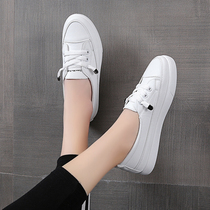 Leather Face Small White Shoes Children 2021 Spring new Korean version 100 hitch student Shallow Mouth Casual Board Shoes A foot pedal Single shoe