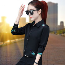 Chiffon shirt women's 2022 spring new autumn long sleeve small shirt women's printed bottoming coat mother foreign style shirt