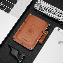  Pull-out creative card bag mens leather wallet Metal 5CARD ultra-thin credit card cover coin purse female portable