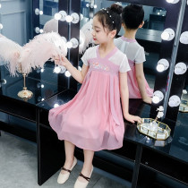 New light elegant and thin ancient dress woman Han clothes Childrens thin section Fairy Ocean Qi Princess Ancient Literary and Art Stream Su Guangsleeved