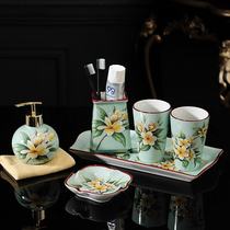 American ceramic bathroom five-piece toiletries set Hotel dental mouthwash cup Couple bathroom tray set