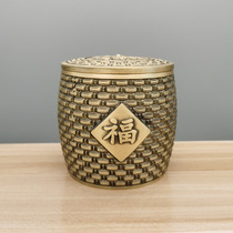 Ssangyong pure brass antique brushed Fu word tea cans office home creative handicrafts ornaments