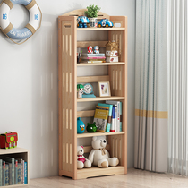 Solid wood floor bookshelf modern minimalist student containing storage rack beech wood multilayer shelve log childrens bookshelves