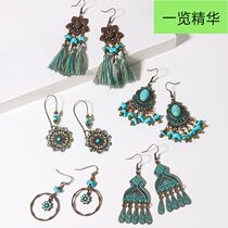 Retro tassel ethnic style bohemian geometric earrings women
