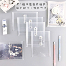 PP winding A6 document bag Transparent waterproof bill A4 file bag Hand account material sticker note pen storage bag