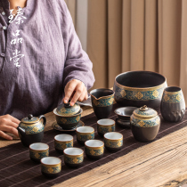 Ceramic Cover bowl tea cup tea set kung fu tea set kung fu tea set dry bubble whole set of home retro gilt simple tea maker