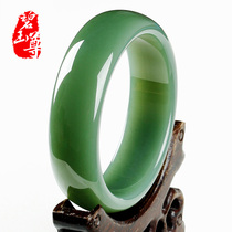 Jasper Zun Jasper bracelet female Hetian jade jade bracelet natural spinach green jade Jade certificate