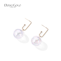 Net red transparent glass ball earrings female Korean temperament long personality exaggerated 2021 New Tide earrings ear jewelry