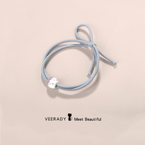 925 sterling silver hair rope leather band headdress cute female head rope children pony tail tie hair accessories small leather case to send boyfriend ins