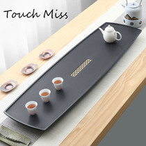 TOUCH MISS Black gold stone tea tray Light luxury modern household guest drainage tea set Tea sea stone large tray