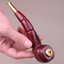 Slightly concave yellow sandalwood pipe tobacco wire curved two-use filter cigarette tool Wooden sandalwood whole wood solid wood pipe mouth