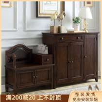 American Solid Wood Changing Shoes Bench Shoe Cabinet Home Doorway Seat-style Shoes Stool Storage Bench Xuan Guan Multifunction storage stool