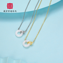 Valentines Day Necklace Birthday Gift Palace Court to send girlfriend Wanfu Hetian jade pendant silver necklace jewelry