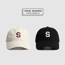  Four seasons Korean trendy brand S embroidered soft top retro beige baseball hat female casual couple curved eaves cap male