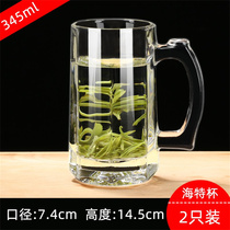 Tempered glass glass heat-resistant water cup anti-wrestling suit household with handle large capacity beer cup hospitality teacup