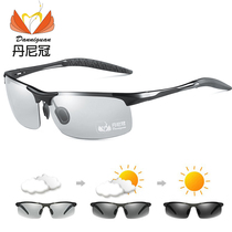 Danny crown sunglasses mens personality driving color change polarized round face eyes driver driving glasses mens sunglasses