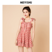 2022 New Cute Teenage Girl One-piece Dress Swimsuit Womens Bubble Spa Cover With Slim Conservative StudentsS Swimsuit
