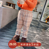 Childrens clothing girls winter clothes 2020 New thick casual pants baby pants plus velvet childrens trousers autumn and winter little girl