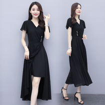 Snowspun Hymn Dress Woman Summer 2021 New Temperament Famous GODDESS VAN MID-LENGTH COLLECTION WAIST DISPLAY SLIM V-COLLAR LONG SKIRT