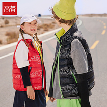Gao Fan childrens down vest Spring and Autumn wear boys and girls thin 2021 new vest horse clip foreign atmosphere autumn and winter