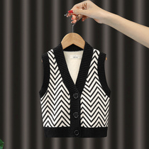 Children Waistcoat Plus Suede Winter Outwear Foreign Air Boy Knit Cardiovert Baby Sweaters Girls Camscapa Waistcoat Vest