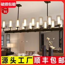 New Chinese chandelier Living room Bedroom rectangular dining room Hotel front desk Engineering lamps Modern simple antique wrought iron