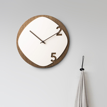 Italian wall clock pure wood simple creative design solid wood living room round wall clock home mute wall clock 30cm