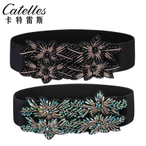 Waist seal Female decoration Even dress Dress Shirt Outfit Fashion 100 hitch Han version bunches waist collection waist bright black wide waist belt