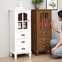 American narrow bucket cabinet 40cm small wine cabinet solid wood lockers living room leaning against wall TV side cabinet high clamp slit containing cabinet