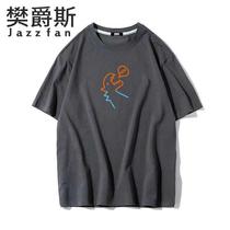 Ice mercerized Modell cotton short sleeve T-shirt male summer tide cards loose ice silk ins compassionate clothes lovers summer t